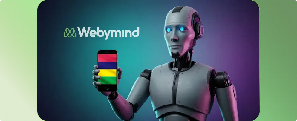 How AI Works: Data, Train, Test, Deploy steps with friendly robot chatting with entrepreneur.